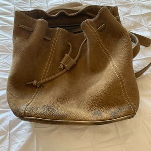 Vintage coach bag. Gorgeous celadon brown suede.